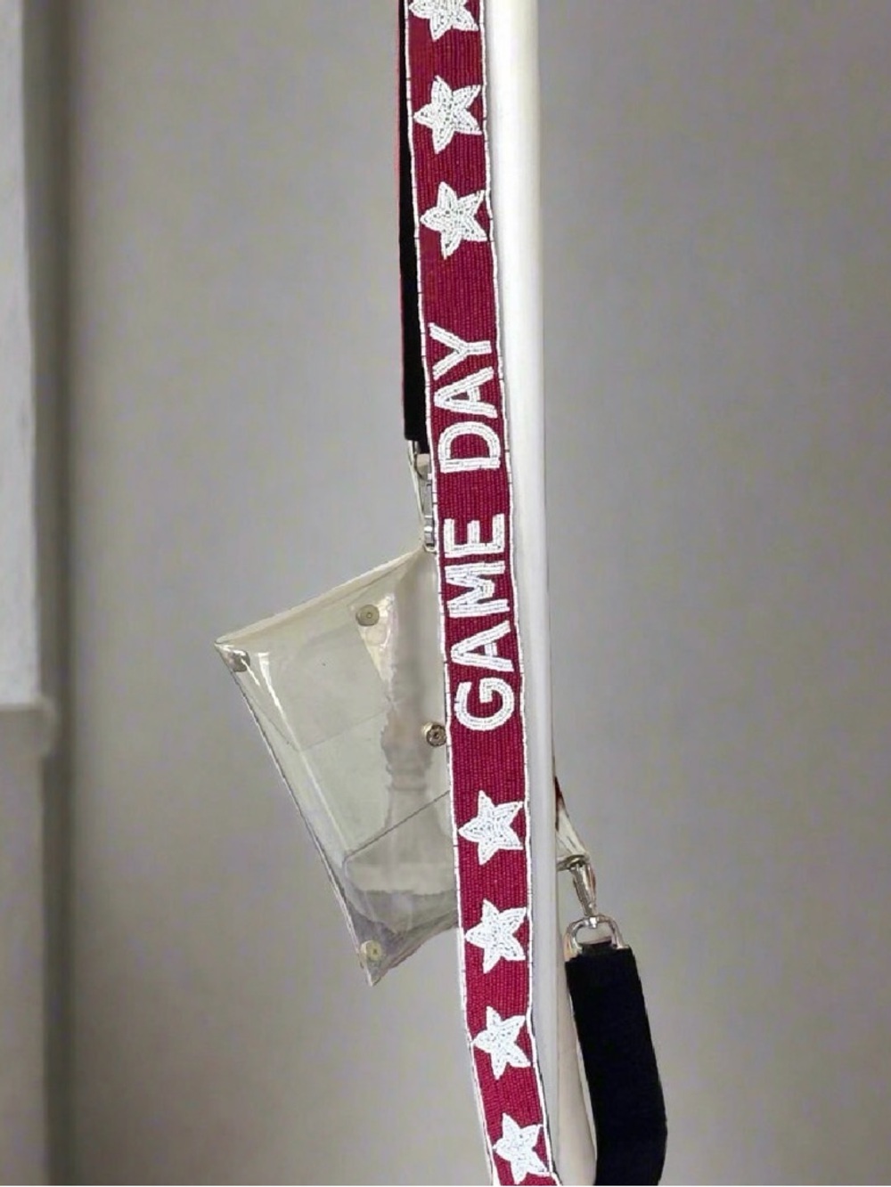 Game Day Beaded Dark Red & White Purse Strap